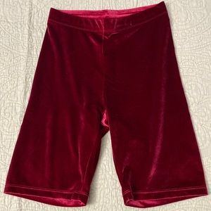 Burgundy velour biker shorts! Size Medium!